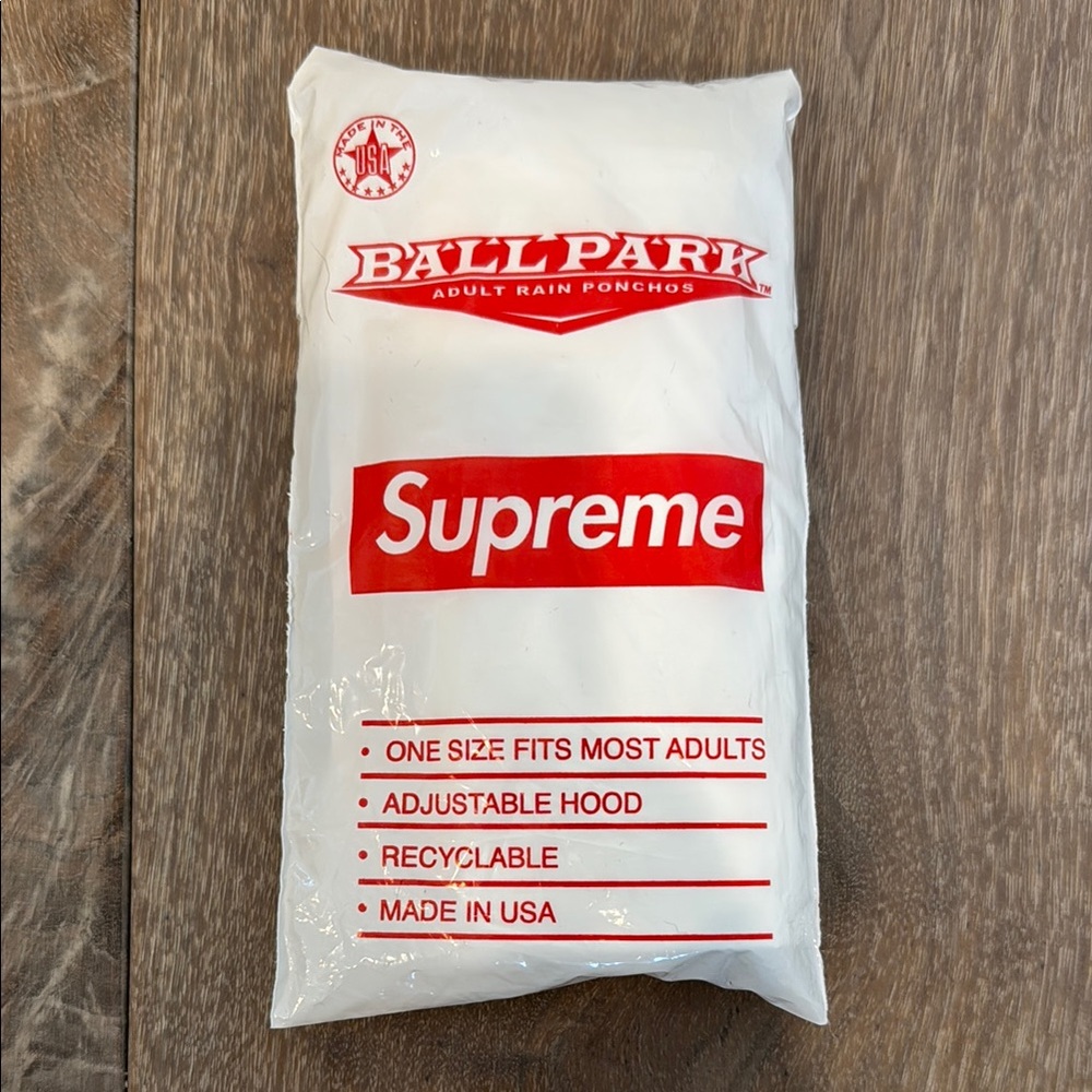 Supreme Ball Park Adult Rain Poncho - White